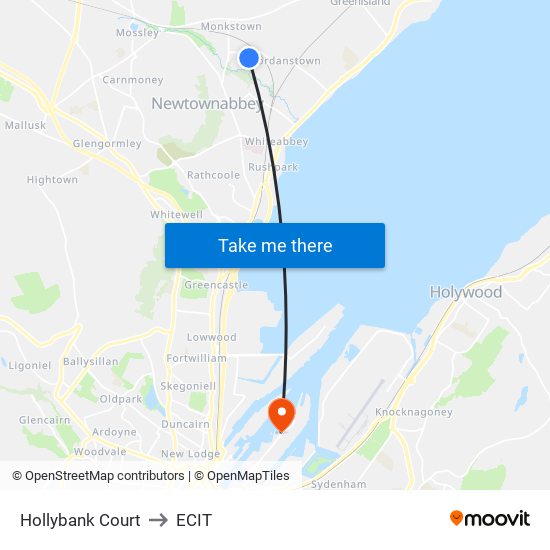 Hollybank Court to ECIT map