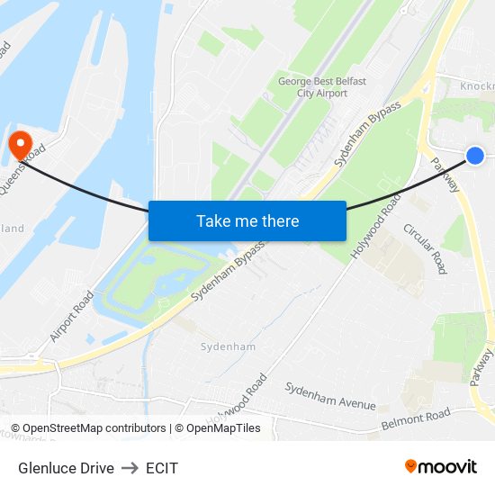 Glenluce Drive to ECIT map