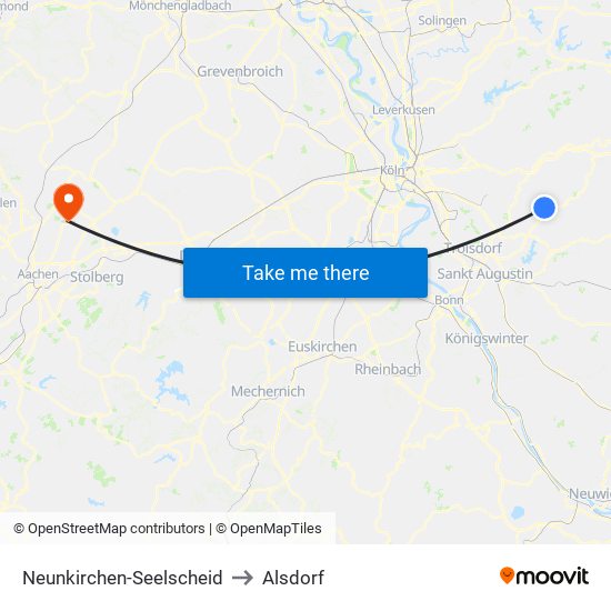 Neunkirchen-Seelscheid to Alsdorf map