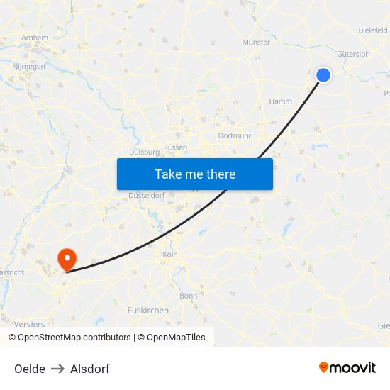 Oelde to Alsdorf map