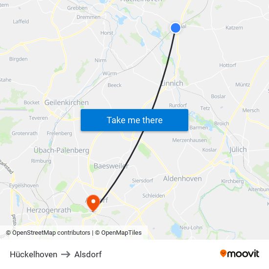 Hückelhoven to Alsdorf map