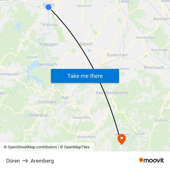 Düren to Aremberg map