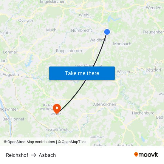 Reichshof to Asbach map