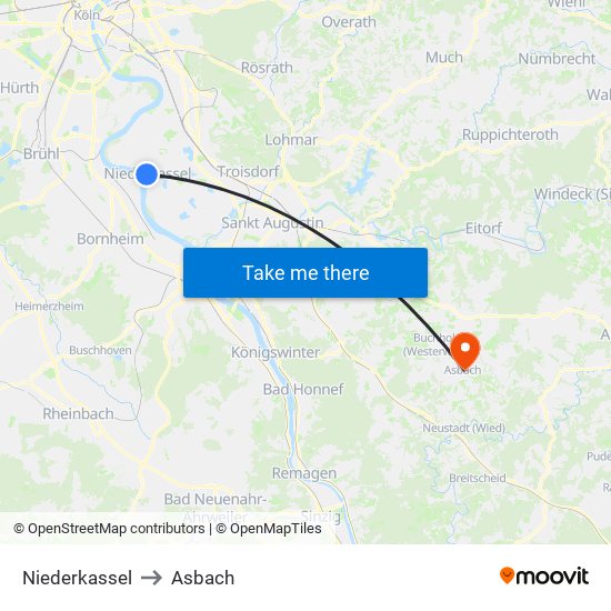 Niederkassel to Asbach map