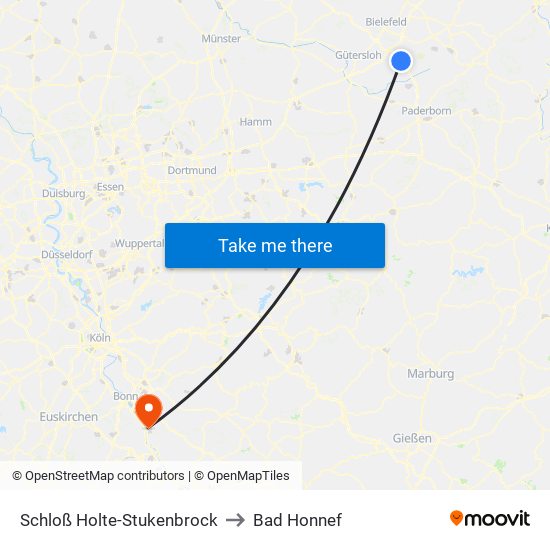 Schloß Holte-Stukenbrock to Bad Honnef map