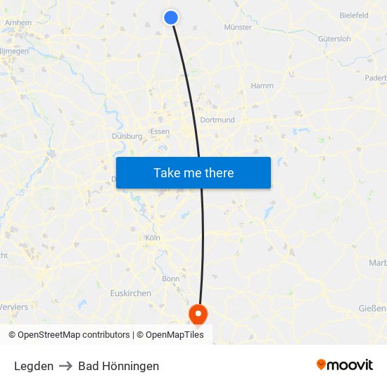 Legden to Bad Hönningen map