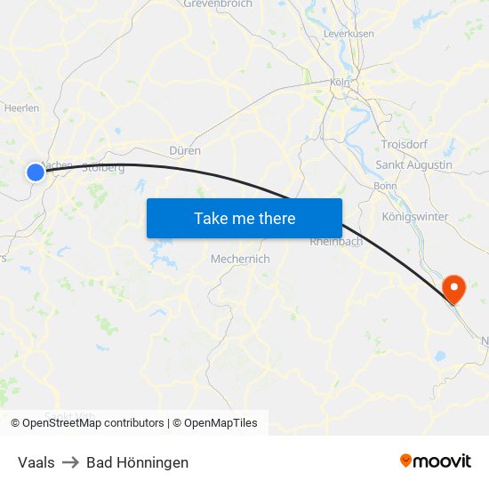 Vaals to Bad Hönningen map