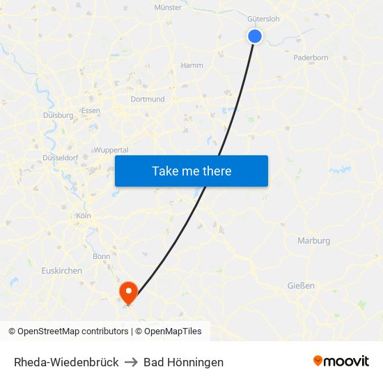 Rheda-Wiedenbrück to Bad Hönningen map