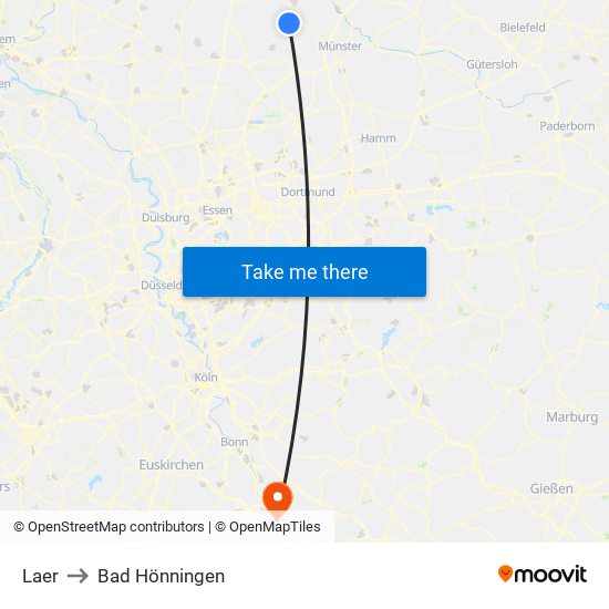 Laer to Bad Hönningen map