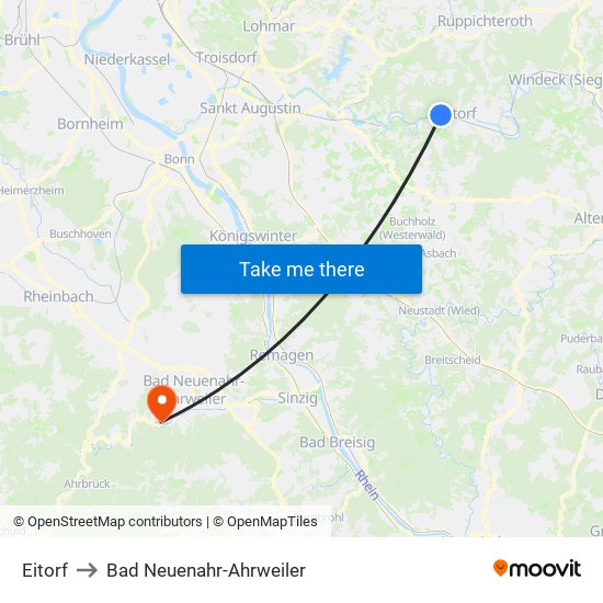 Eitorf to Bad Neuenahr-Ahrweiler map