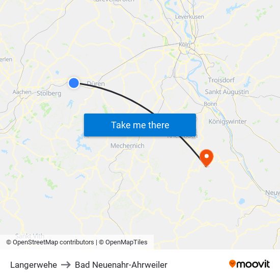 Langerwehe to Bad Neuenahr-Ahrweiler map