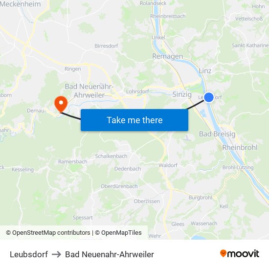 Leubsdorf to Bad Neuenahr-Ahrweiler map