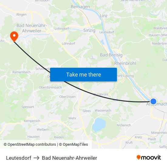 Leutesdorf to Bad Neuenahr-Ahrweiler map