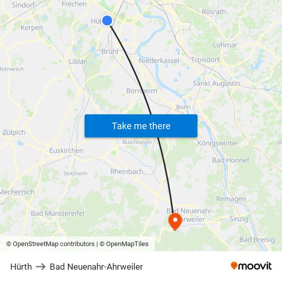 Hürth to Bad Neuenahr-Ahrweiler map