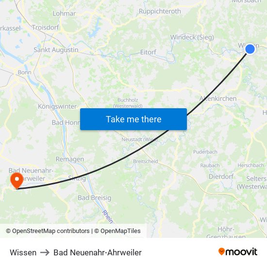 Wissen to Bad Neuenahr-Ahrweiler map