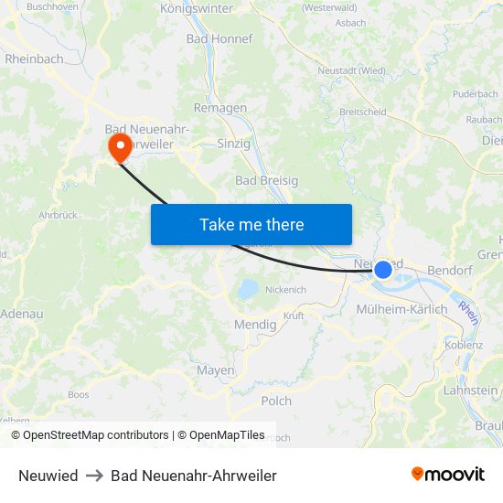 Neuwied to Bad Neuenahr-Ahrweiler map
