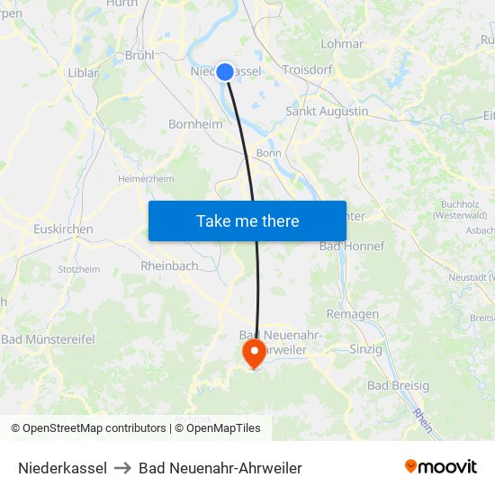 Niederkassel to Bad Neuenahr-Ahrweiler map