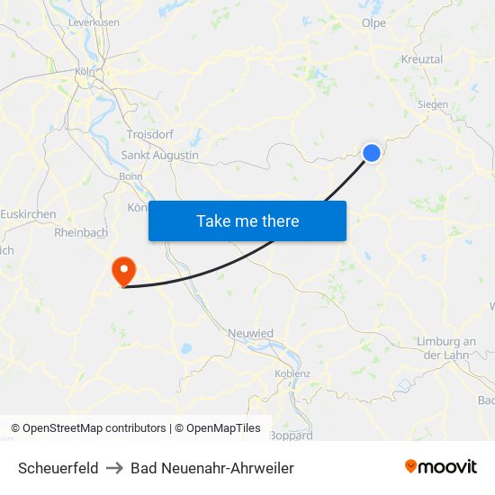 Scheuerfeld to Bad Neuenahr-Ahrweiler map