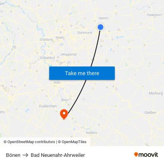 Bönen to Bad Neuenahr-Ahrweiler map