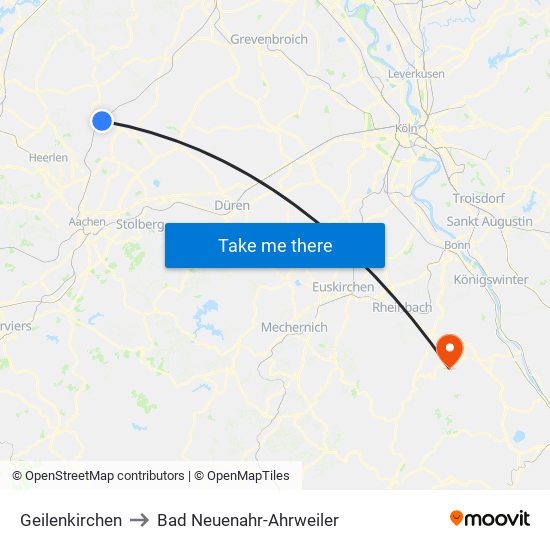Geilenkirchen to Bad Neuenahr-Ahrweiler map