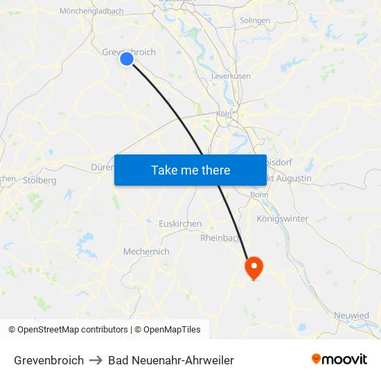 Grevenbroich to Bad Neuenahr-Ahrweiler map