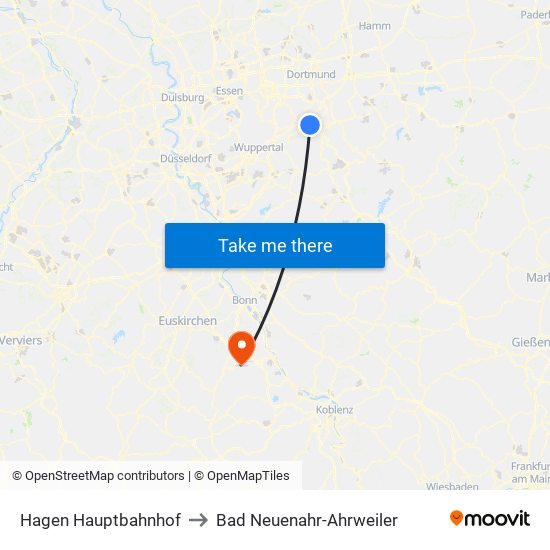 Hagen Hauptbahnhof to Bad Neuenahr-Ahrweiler map