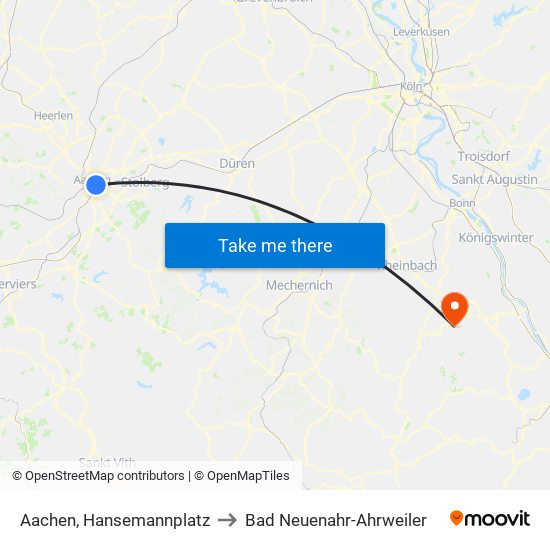 Aachen, Hansemannplatz to Bad Neuenahr-Ahrweiler map