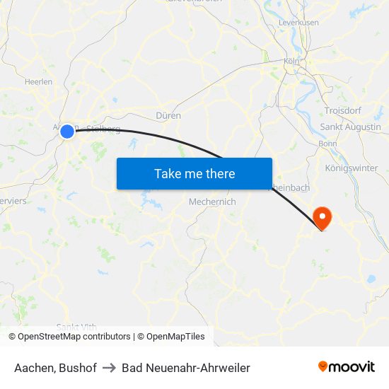 Aachen, Bushof to Bad Neuenahr-Ahrweiler map