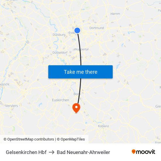 Gelsenkirchen Hbf to Bad Neuenahr-Ahrweiler map