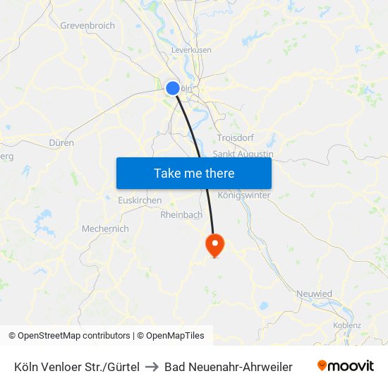 Köln Venloer Str./Gürtel to Bad Neuenahr-Ahrweiler map