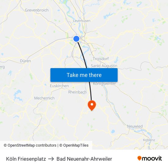 Köln Friesenplatz to Bad Neuenahr-Ahrweiler map