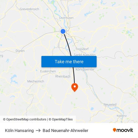 Köln Hansaring to Bad Neuenahr-Ahrweiler map