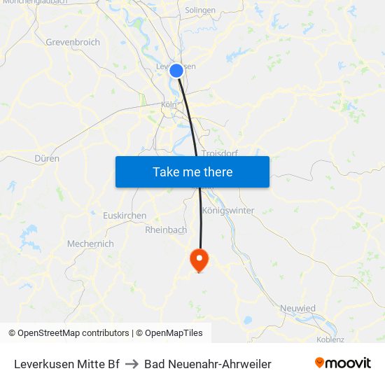 Leverkusen Mitte Bf to Bad Neuenahr-Ahrweiler map