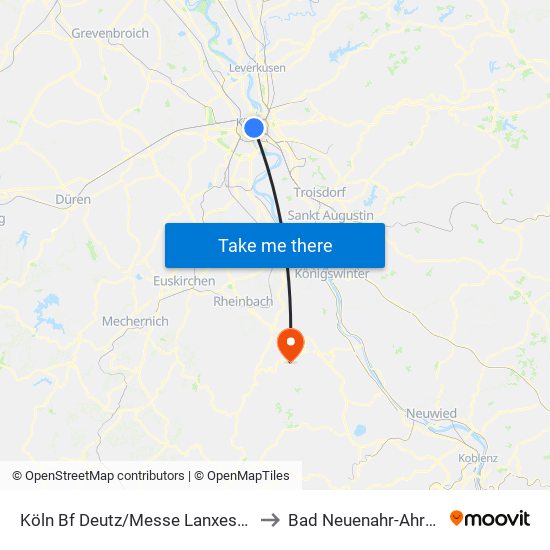 Köln Bf Deutz/Messe Lanxess Arena to Bad Neuenahr-Ahrweiler map