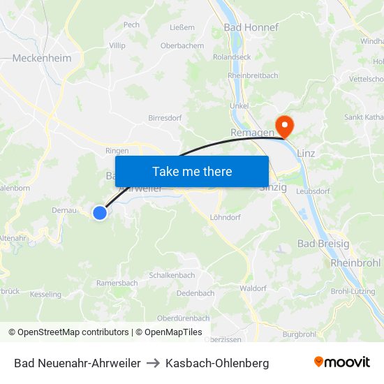 Bad Neuenahr-Ahrweiler to Kasbach-Ohlenberg map