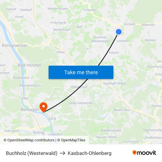 Buchholz (Westerwald) to Kasbach-Ohlenberg map