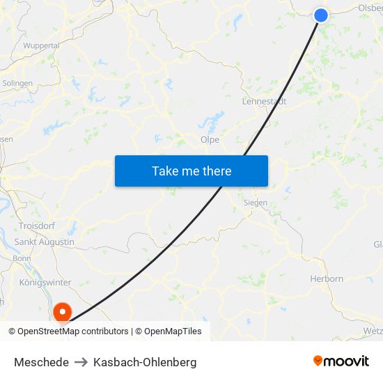 Meschede to Kasbach-Ohlenberg map