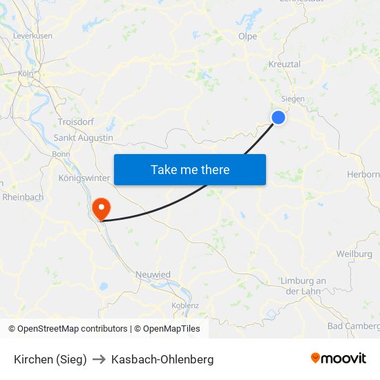 Kirchen (Sieg) to Kasbach-Ohlenberg map