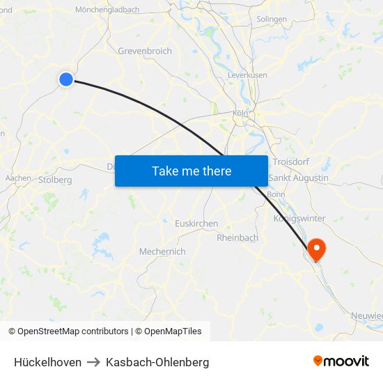 Hückelhoven to Kasbach-Ohlenberg map