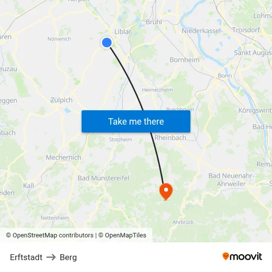 Erftstadt to Berg map