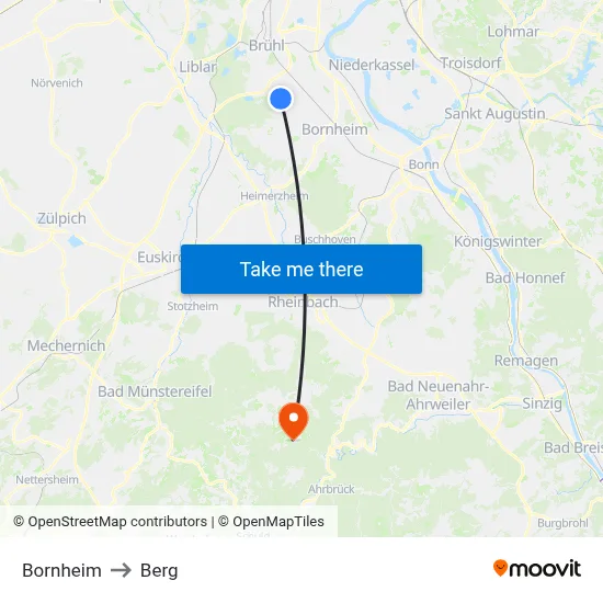 Bornheim to Berg map