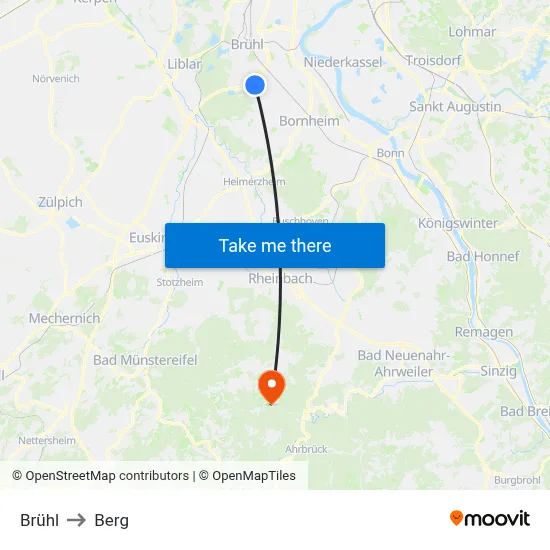 Brühl to Berg map