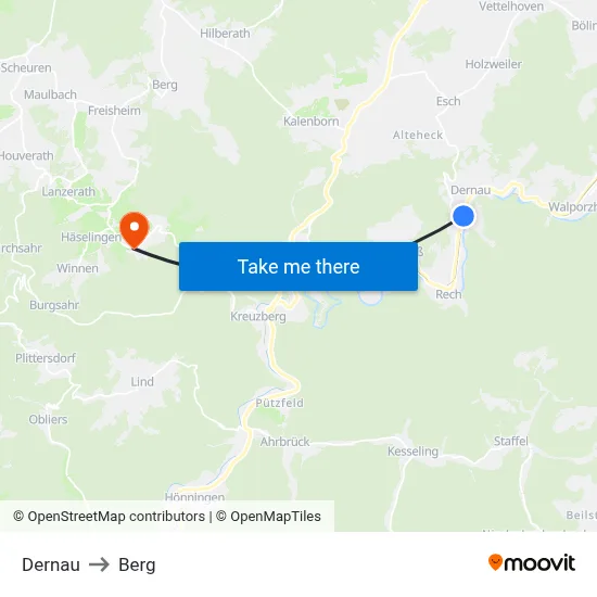 Dernau to Berg map