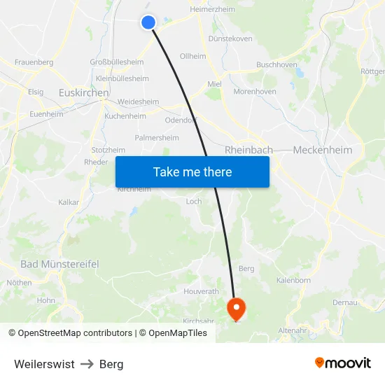 Weilerswist to Berg map