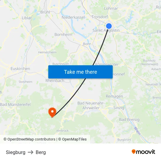 Siegburg to Berg map