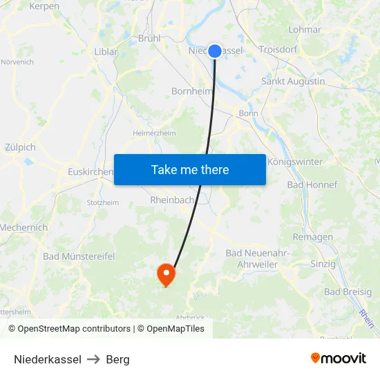 Niederkassel to Berg map