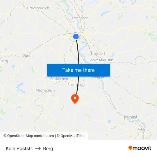 Köln Poststr. to Berg map