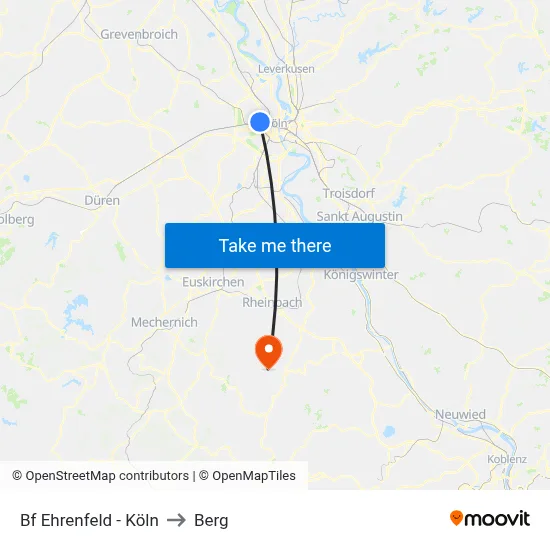 Bf Ehrenfeld - Köln to Berg map