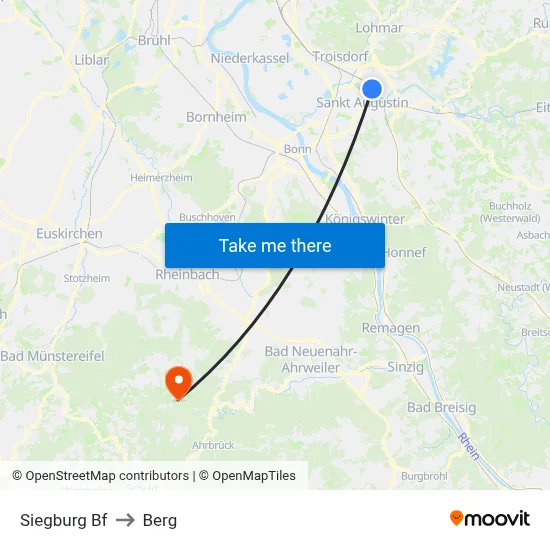 Siegburg Bf to Berg map