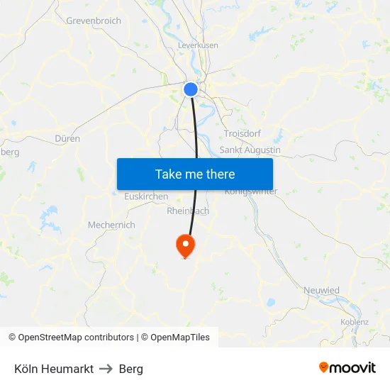 Köln Heumarkt to Berg map